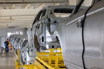 Automobile production line, car assembly plant.